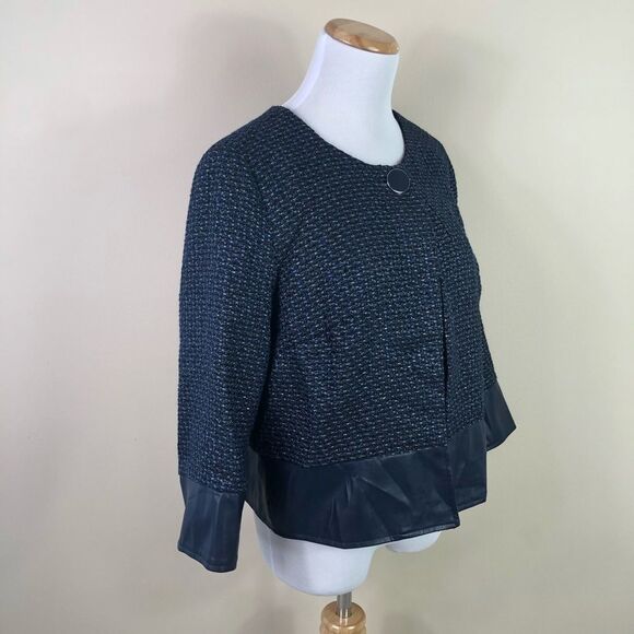 Chico's Dark Blue Tweed Jacket Blazer Size 1 - Picture 4 of 7